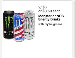 Walgreens Monster or NOS Energy Drinks offer