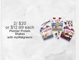 Walgreens Premier Protein Shakes offer