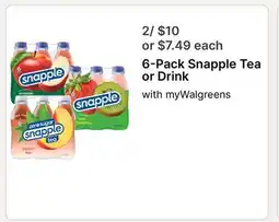 Walgreens 6-Pack Snapple Tea or Drink offer