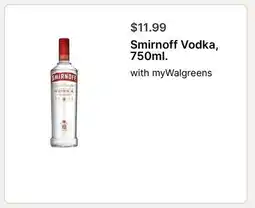 Walgreens Smirnoff Vodka, 750ml offer