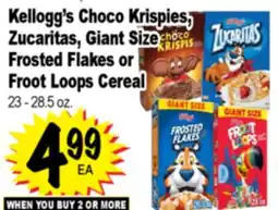Superior Grocers Kellogg's Choco Krispies Zucaritas Frosted Flakes or Froot Loops Cereal offer
