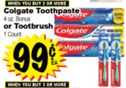 Superior Grocers Colgate Toothpaste 4 oz. Bonus or Tootbrush 1 Count offer