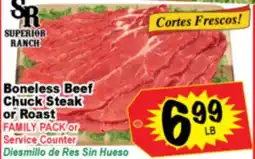 Superior Grocers Boneless Beef Chuck Steak or Roast offer