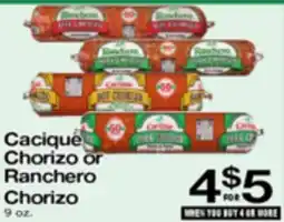 Superior Grocers Cacique Chorizo or Ranchero Chorizo offer