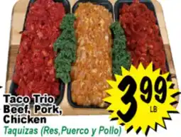 Superior Grocers Taco Trio Beef, Pork, Chicken offer