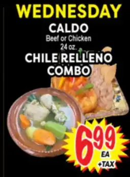 Superior Grocers CALDO Beef or Chicken 24 oz. CHILE RELLENO COMBO offer