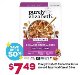 Grocery Outlet Purely Elizabeth Cinnamon Raisin Almond Superfood Cereal offer
