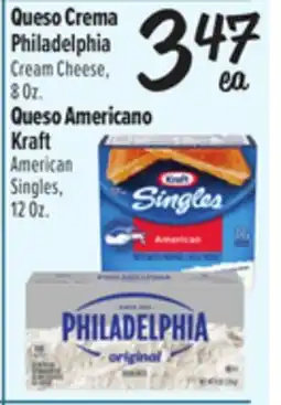 El Super Philadelphia Cream Cheese, 8 Oz. Kraft American Singles, 12 Oz offer