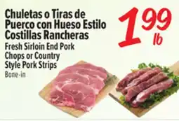 El Super Fresh Sirloin End Pork Chops or Country Style Pork Strips offer