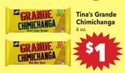 Vallarta Supermarkets Tina's Grande Chimichanga offer