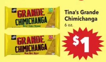 Vallarta Supermarkets Tina's Grande Chimichanga offer