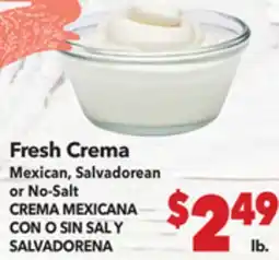Vallarta Supermarkets Fresh Crema Mexican, Salvadorean or No-Salt / CREMA MEXICANA CON O SIN SAL Y SALVADORENA offer
