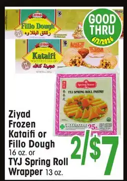 Jewel-Osco Ziyad Frozen Kataifior Fillo Dough 16 oz. or TYJ Spring Roll Wrapper 13 oz offer