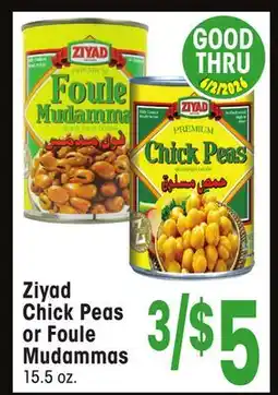 Jewel-Osco Ziyad Chick Peas or Foule Mudammas offer
