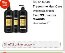 Walgreens Tresemme Hair Care offer