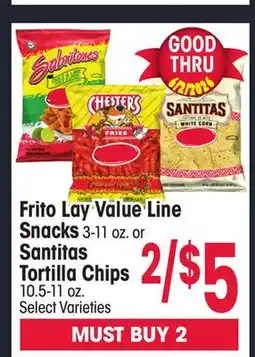 Jewel-Osco Frito Lay Value Line Snacks 3. or Santitas Tortilla Chips 10.5-11 oz offer