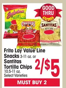 Jewel-Osco Frito Lay Value Line Snacks 3-11 oz. or Santitas Tortilla Chips offer