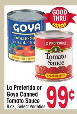 Jewel-Osco La Preferida or Goya Canned Tomato Sauce offer