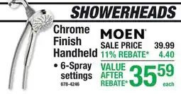 Menards Chrome Finish Handheld 6-Spray settings offer
