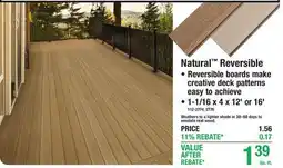 Menards Natural Reversible offer