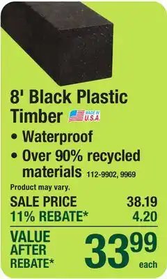 Menards 8' Black Plastic Timber offer