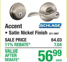 Menards SCHLAGE Accent offer
