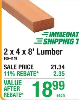Menards 2 x 4 x 8' Lumber offer