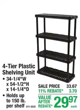 Menards 4-Tier Plastic Shelving Unit offer