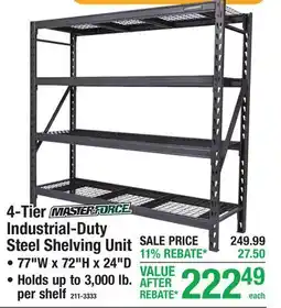 Menards Master Force 4-Tier Industrial-Duty Steel Shelving Unit offer