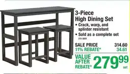 Menards 3-Piece High Dining Set offer