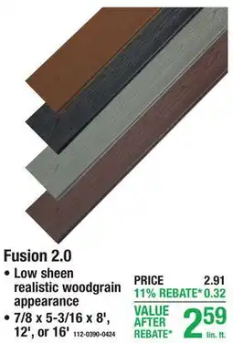 Menards Fusion 2.0 • Low sheen realistic woodgrain appearance • 7/8 x 5-3/16 x 8', 12', or 16' offer