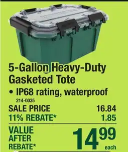 Menards Industriral Totes 5-Gallon Heavy-Duty Gasketed Tote offer