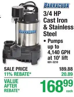 Menards SUMP PUMPS 3/4 HP Cast Iron & Stainless Steel offer