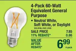 Menards 4-Pack 60-Watt Equivalent General Purpose offer