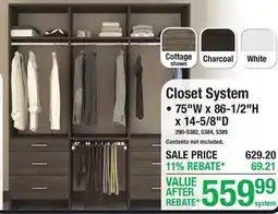 Menards Closet System offer