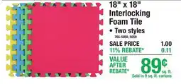 Menards UTILITY FLOORING 18 x 18 Interlocking Foam Tile offer