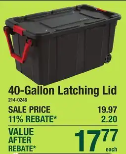 Menards 40-Gallon Latching Lid offer