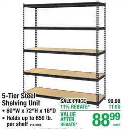 Menards 5-Tier Steel Shelving Unit offer