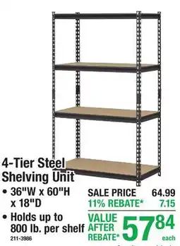 Menards 4-Tier Steel Shelving Unit offer