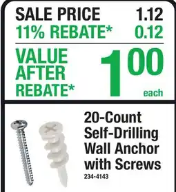 Menards 20-Count Self-Drilling Wall Anchor with Screws offer