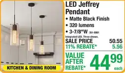 Menards LED Jeffrey Pendant offer