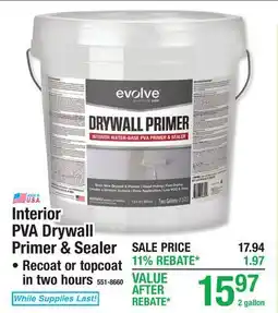 Menards Interior PVA Drywall Primer & Sealer Recoat or topcoat in two hours offer