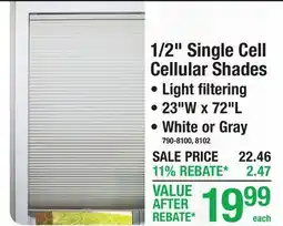 Menards 1/2 Single Cell Cellular Shades offer