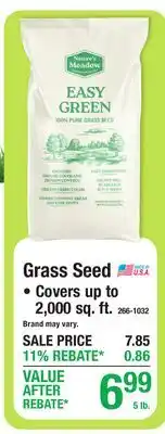 Menards Grass Seed Covers up to 2,000 sq. ft offer