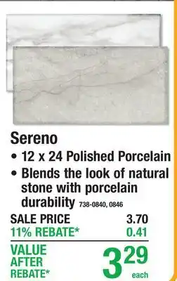 Menards Sereno offer