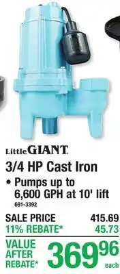 Menards 3/4 HP Cast Iron offer