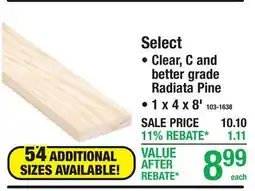 Menards PINE BOARDS Select offer