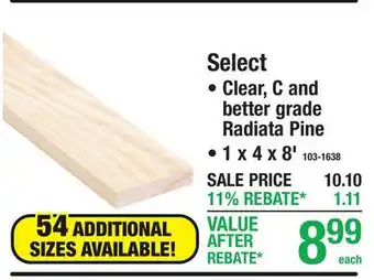 Menards PINE BOARDS Select offer