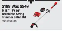 The Home Depot MILWAUKEE M18 18V 16 Brushless String Trimmer 6.0Ah Kit offer