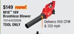 The Home Depot MILWAUKEE M18 18V Brushless Blower offer